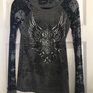 Miss Me Long Sleeve Bling Blouse